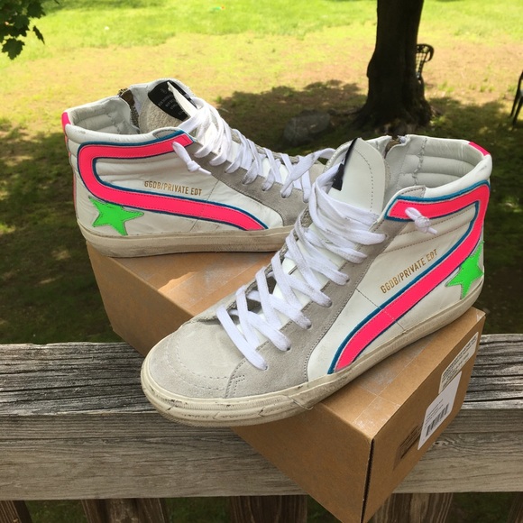 Golden Goose Slide Sneaker White Leather/Pink NIB - Picture 9 of 16